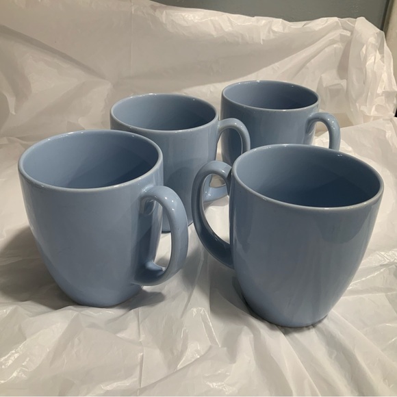 Set Of 4 Vintage Corelle Stoneware Coffee Cups Mugs Light Blue/Periwinkle - Picture 9 of 11